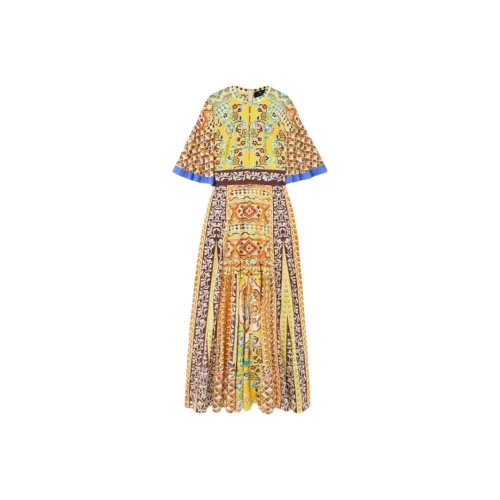ETRO Желтые Женские Короткие Платья с Рукавами