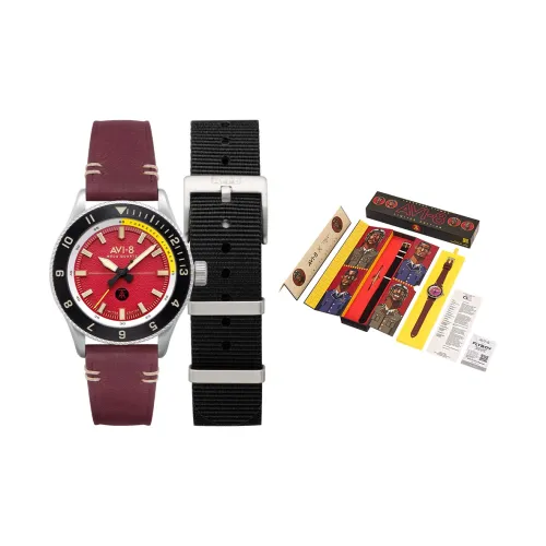 AVI 8 Кварцевый механизм Мужские часы 40 мм Красный