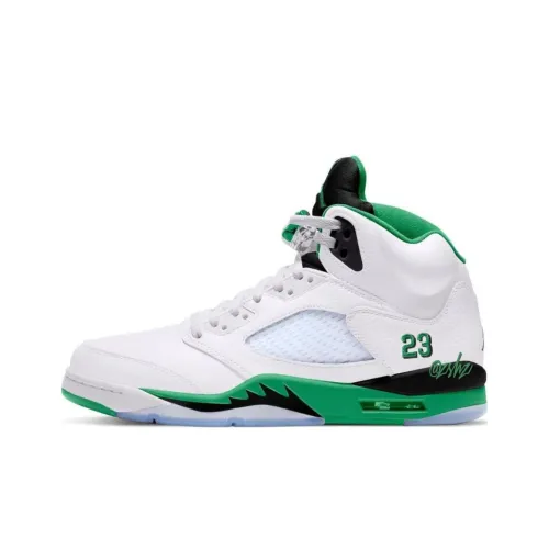 Jordan Air Джордан 5 Амортизация MID Топ Винтажные баскетбольные кроссовки Мужской Бело-зеленый