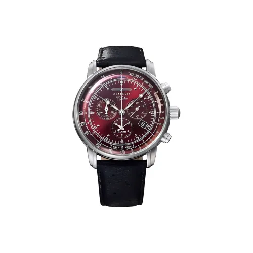 ZEPPELIN CENTURY Длинный Commemoration Collection Кварцевый механизм Мужские часы Часы 43 мм Красный циферблат часов