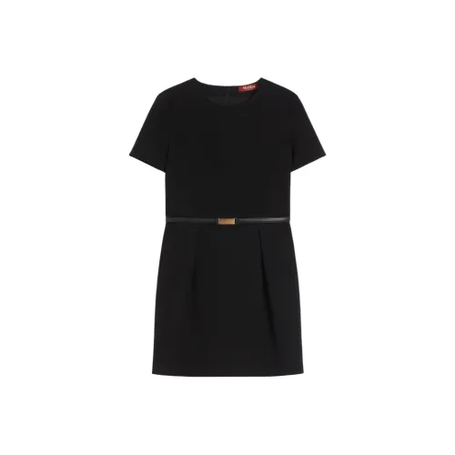 MaxMara Studio Короткое Платье с Короткими Рукавами Женское Черное