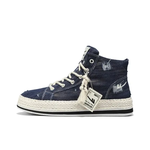Warrior Скейтборд Кроссовки Высокие Темно-Синие Джинсовые Мужские