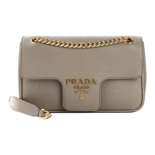 PRADA Saffiano Коровья кожа Сумка через плечо Сумка на плечо Женская Серого цвета