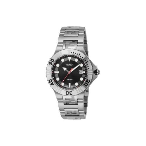 FENDI Мужские часы Кварцевый механизм Ремешок из нержавеющей стали 42 мм Черный циферблат