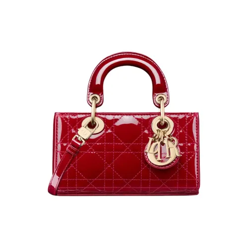 DIOR LADY D Joy Телячья кожа Сумка Mini Женская Вишнево-красная