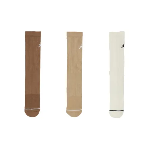Джордан 3 Pack Коричневый+Хаки+Белый Унисекс MID Носки до икры