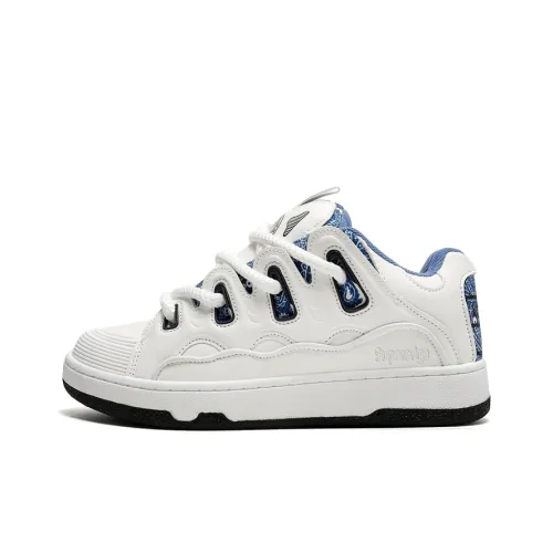 SUPEREDGE Покрытие Slip-Resistant и Abrasion-Resistant Низкие Кроссовки для Скейтбординга Унисекс Белый Синий