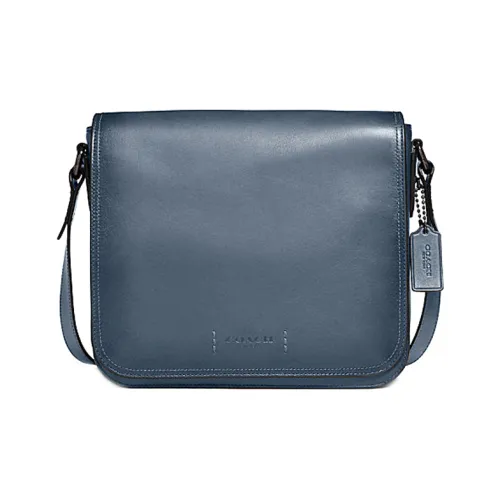 COACH Gotham Кожа Курьерская Сумка Сумка через плечо Средняя Мужская Синий Серый