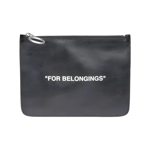 OFF Белый Натуральная кожа Полиэстер Маленькая сумочка Клатч Унисекс Черный