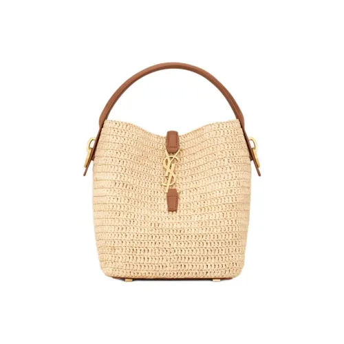 SAINT LAURENT Кожа Ведрообразная Сумка Сумка через плечо Сумка Маленькая Женская Естественный Кирпично-Красный