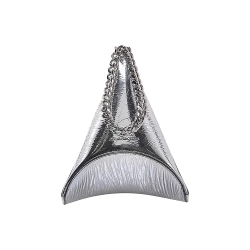 Alexander McQueen THE CURVE BAG Овечья шкура Сумка Женская Серебряная