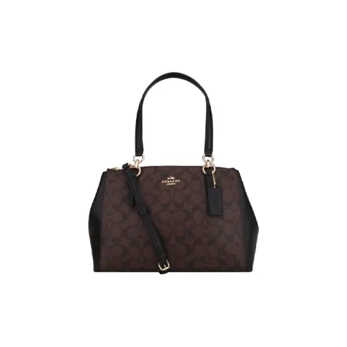 COACH Christie ПВХ с кожей Сумка Большая Женская Темно-Коричневая