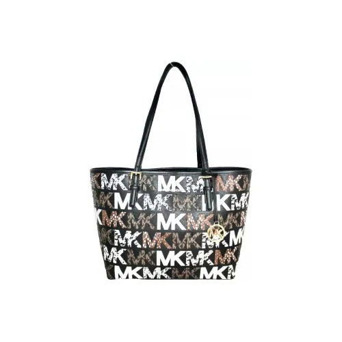 MICHAEL KORS Jet Set Travel Кожа Тоут Сумка Сумка для покупок Сумка на плечо Сумка среднего размера Женская Черная Многоцветная