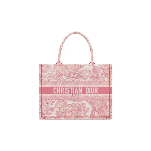DIOR BookTote Хлопок Тоут Сумка Сумка для покупок Сумка среднего размера Женская Розовая