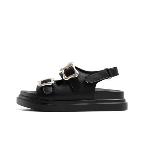 Old Meow Удобный Мягкий Подошва One Ремешок Сандалии 4,5 см Женские Черный