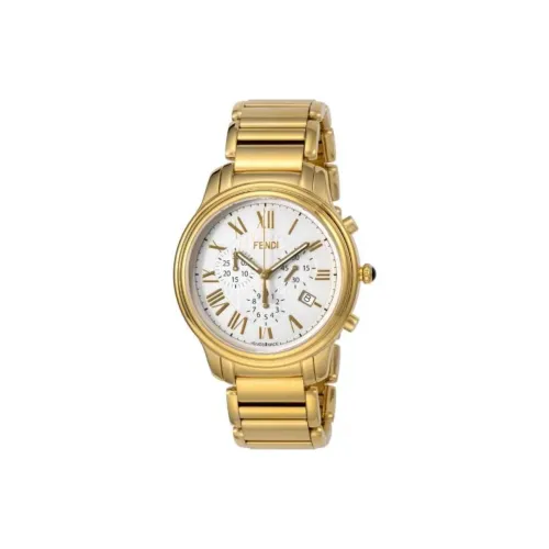 FENDI Мужские часы Кварцевый механизм Кожаный ремешок 42 мм Белый циферблат