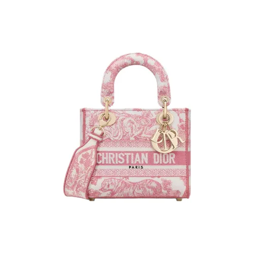 DIOR DiorivieraLady D Лайт Хлопок Сумка Lady Dior Сумка через плечо Сумка Маленькая Женская Розовая и Белая