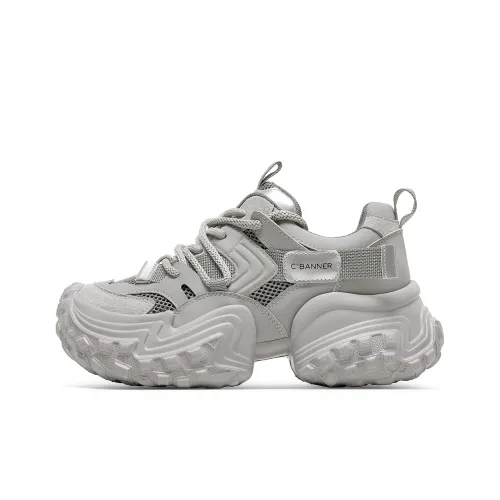C°BANNER Низкий топ толстая подошва кроссовки женские серебристый серый