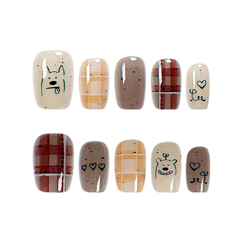 SHANGSHIQIN Милый Коричневый Мальтезе Осветляющий Укороченный Nail Art 15 мм Короткий ЛАДДЕР Коричневый Jump Цвет