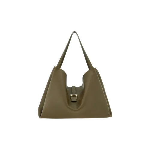 Ferragamo Телячья кожа Тоут Сумка Сумка для покупок Сумка на плечо Сумка Большая Женская Оливково-зеленая