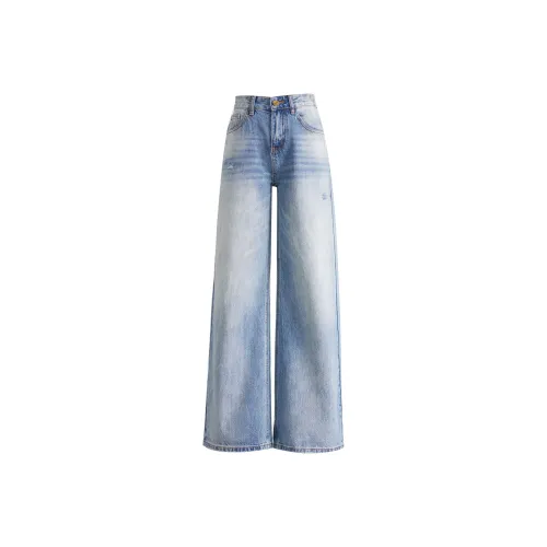 Розовый джинсы женские винтажный синий