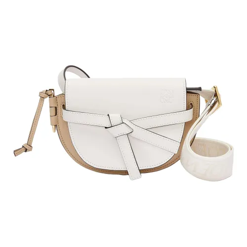 LOEWE GateAnagram Мягкая сумка из коровьей кожи через плечо мини-сумка на плечо женская мягкий белый цвет с бумажным искусством