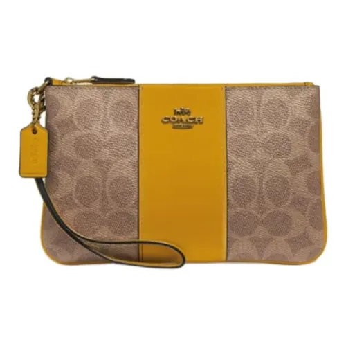 COACH Wristlet ПВХ с кожаный клатч мини женский хаки