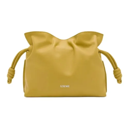 LOEWE Flamenco Napa Голень Кожа Одно плечо Через плечо Клатч Мини Женский Имбирно-желтый