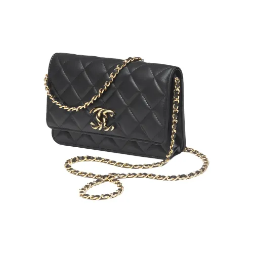 CHANEL Кошелек из овечьей кожи сумка через плечо женская черный