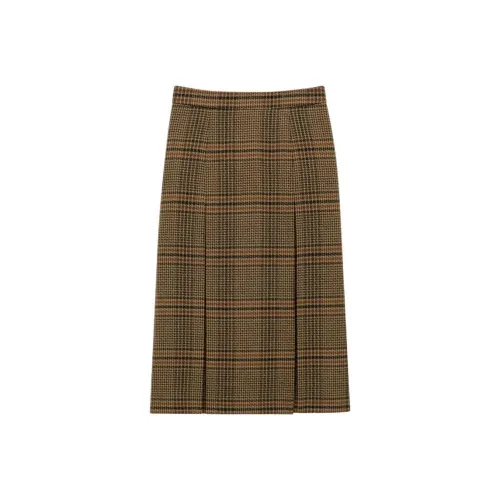 SAINT LAURENT Повседневный Длинный Юбка Женские Коричневый