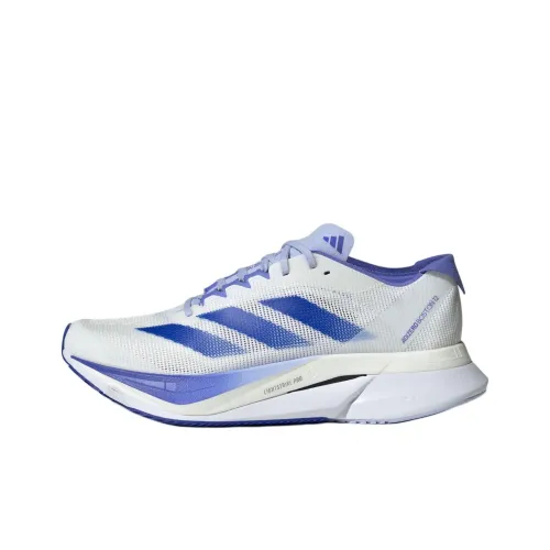 Adidas Adizero Boston 12 Противоскользящие устойчивые к истиранию низкий топ беговые кроссовки Женские Белый Синий