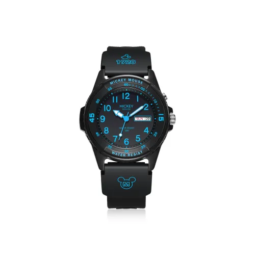 Disney Mickey Mouse Коллаборация Mickey Series Кварцевый механизм Силиконовый ремешок Часы Унисекс Черный циферблат