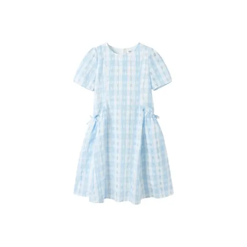 BALABALA Детское платье подростков синего и белого цвета