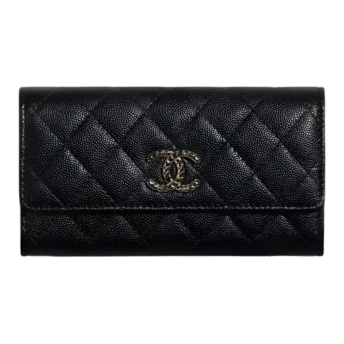 CHANEL Зернистая текстура кожа личи коровья кожа держатель для монет кошелек обычный женский черный