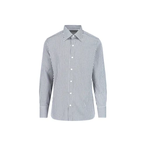 TOM FORD Синие с Белым Надпись Мужские Рубашки