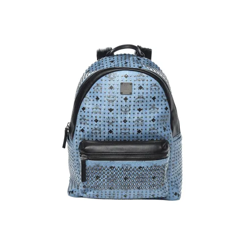 MCM Stark Visetos Кожа Рюкзак Стандартный Унисекс Синий