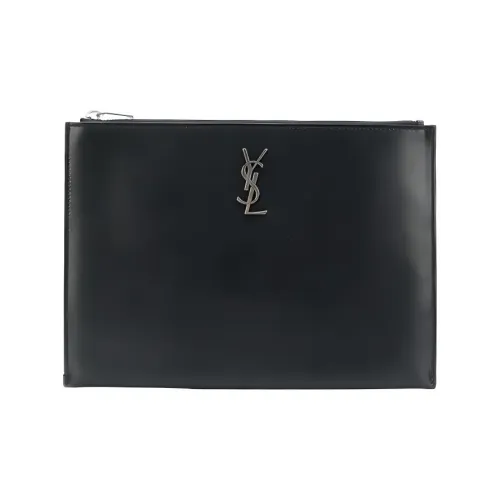 SAINT LAURENT Гладкая коровья кожа сумка для хранения клатч мужской черный