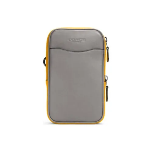 COACH Hybrid Телячья кожа Держатель для карт кошелек Средний Мужской Серый Желтый