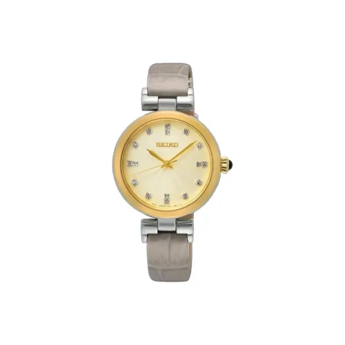 SEIKO Кварцевый механизм нержавеющая сталь ремешок женские часы желтый циферблат