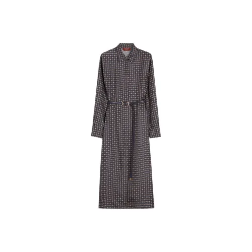 MaxMara Studio Длинное платье с длинными рукавами женское морской синий