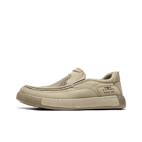 G.N.SHIJIA Canvas Shoes Low Top Khaki Men's