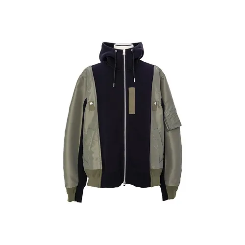 Sacai совместный бренд Морской синий × Хаки Мужские Куртки
