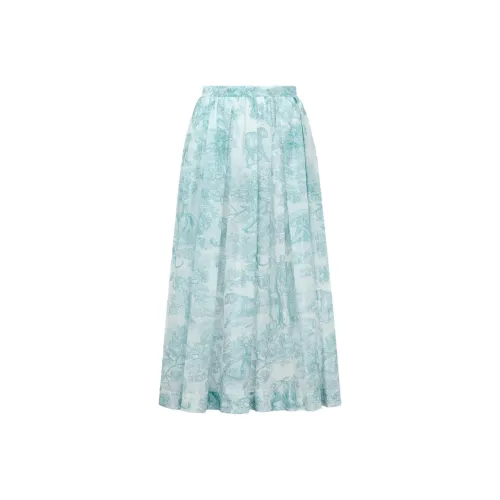 DIOR DIORIVIERA FW25 DIORIVIERA MID Длина Расклешенный Юбка Повседневный Длинный Юбка Женские Ландыш Зеленый