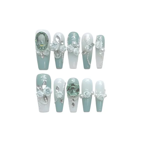 SHANGSHIQIN Премиум Осветляющий Handcrafted False Nail 25 мм Средний LADDER Синий Градиент