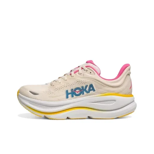 HOKA ONE ONE Bondi 9 Устойчивые к истиранию Низкие Беговые кроссовки Женские Бежевые