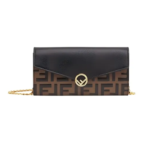 FENDI First Телячья кожа Кошелек Сумка через плечо Стандартная Женская Коричневый Черный