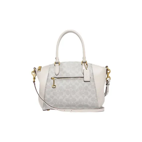 COACH Elise Покрытый холст с кожаными вставками Пельменевая сумка Средний Женская Белая