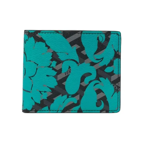 VERSACE Холст Телячья кожа Кошелек Мужской Зеленый