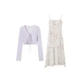 Фиолетовый кардиган + светло-фиолетовое платье-камзол комплект