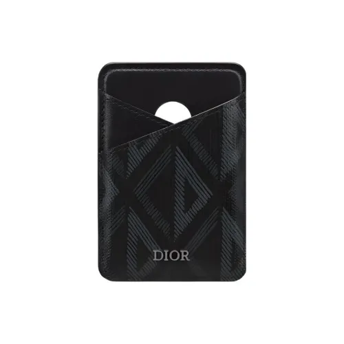 DIOR Холст с кожей Детали Картхолдер Мужской Черный